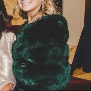 Emerald Green Faux Fur Shawl